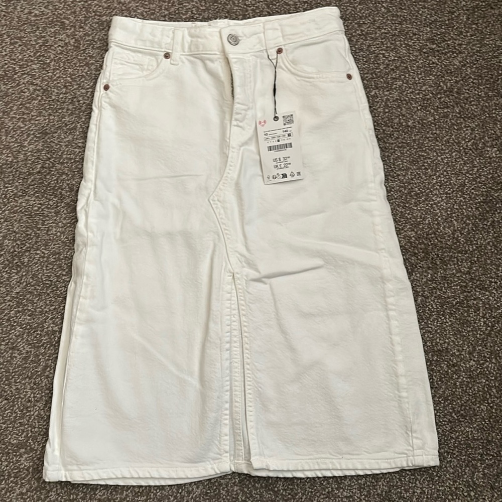 White denim midi skirt- youth girls